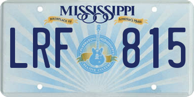 MS license plate LRF815