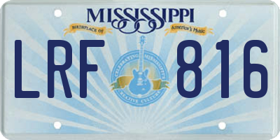 MS license plate LRF816