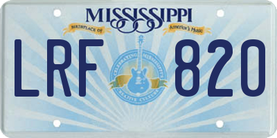 MS license plate LRF820