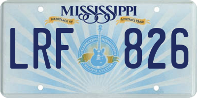 MS license plate LRF826