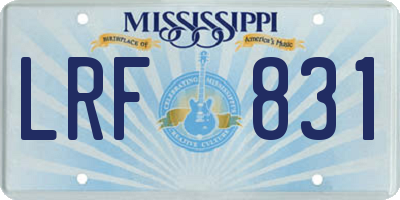MS license plate LRF831