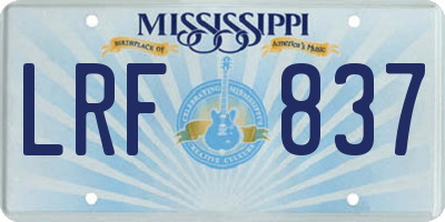 MS license plate LRF837