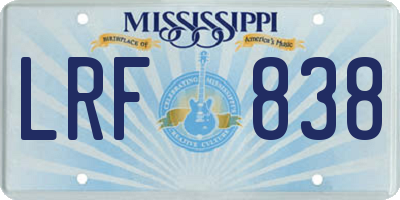 MS license plate LRF838