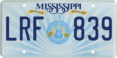 MS license plate LRF839
