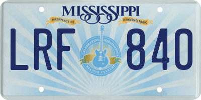MS license plate LRF840