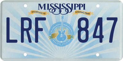 MS license plate LRF847