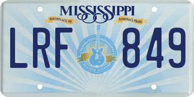 MS license plate LRF849