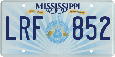 MS license plate LRF852
