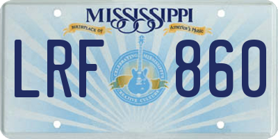 MS license plate LRF860