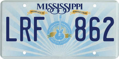 MS license plate LRF862