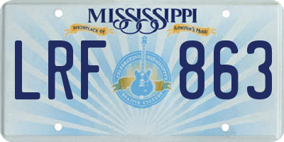 MS license plate LRF863