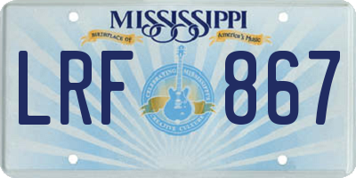 MS license plate LRF867