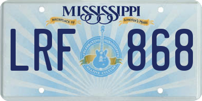 MS license plate LRF868