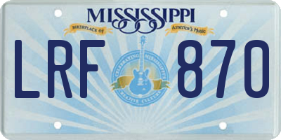 MS license plate LRF870