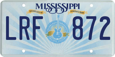 MS license plate LRF872