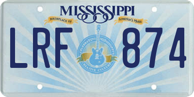 MS license plate LRF874