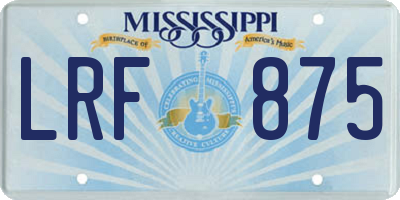 MS license plate LRF875