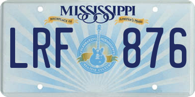 MS license plate LRF876