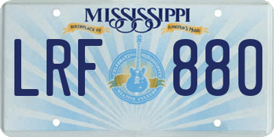 MS license plate LRF880