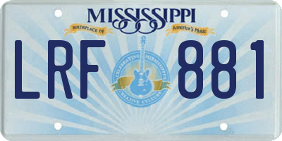MS license plate LRF881