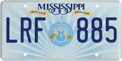 MS license plate LRF885