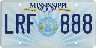 MS license plate LRF888