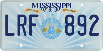 MS license plate LRF892