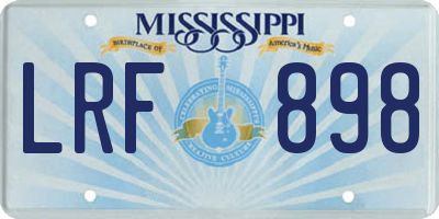 MS license plate LRF898