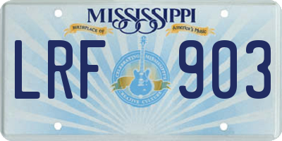 MS license plate LRF903