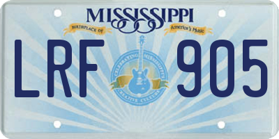 MS license plate LRF905