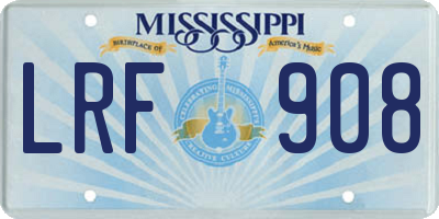 MS license plate LRF908