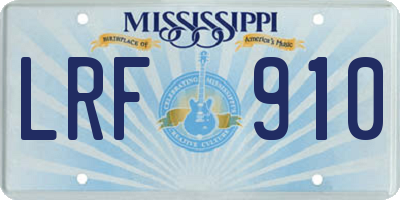 MS license plate LRF910