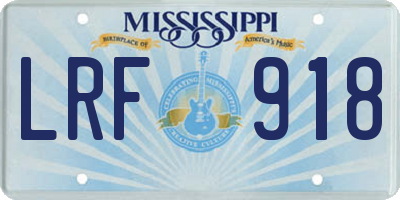 MS license plate LRF918
