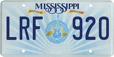 MS license plate LRF920