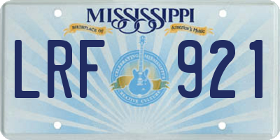 MS license plate LRF921