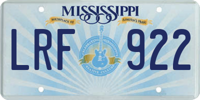 MS license plate LRF922