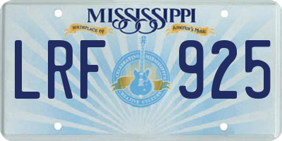 MS license plate LRF925