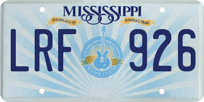 MS license plate LRF926