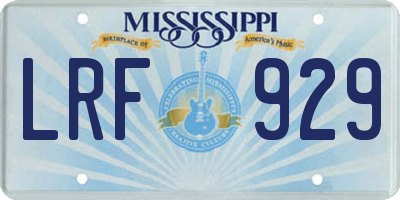 MS license plate LRF929