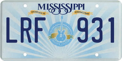 MS license plate LRF931