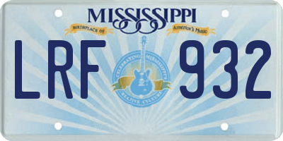 MS license plate LRF932