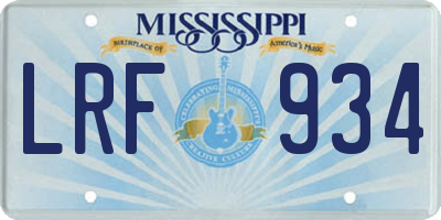 MS license plate LRF934