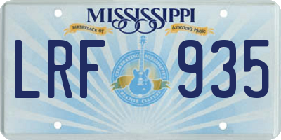 MS license plate LRF935