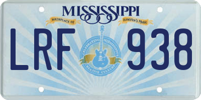 MS license plate LRF938