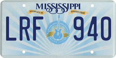MS license plate LRF940