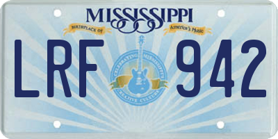 MS license plate LRF942