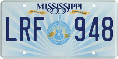 MS license plate LRF948