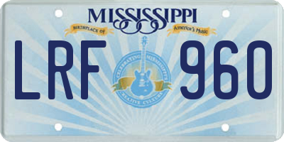 MS license plate LRF960