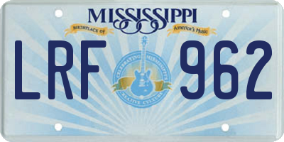 MS license plate LRF962