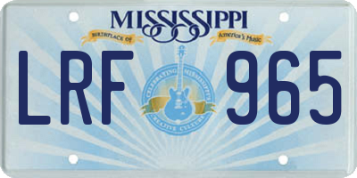 MS license plate LRF965